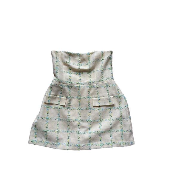 NWT Amanda Uprichard Bethany Tweed strapless yellow romper size extra large - Picture 7 of 11